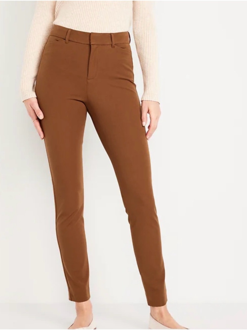 2/$20 Old Navy Pixie Ankle Pants Mustard Brown Tan Size 4 Stretch Sateen Work